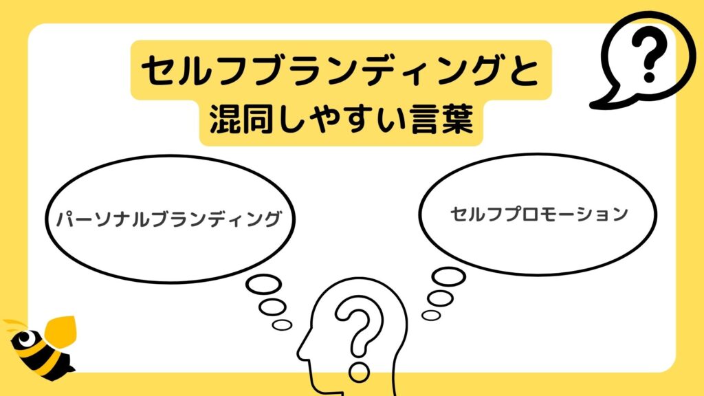 セルフブランディングと混同しやすい言葉の画像。
